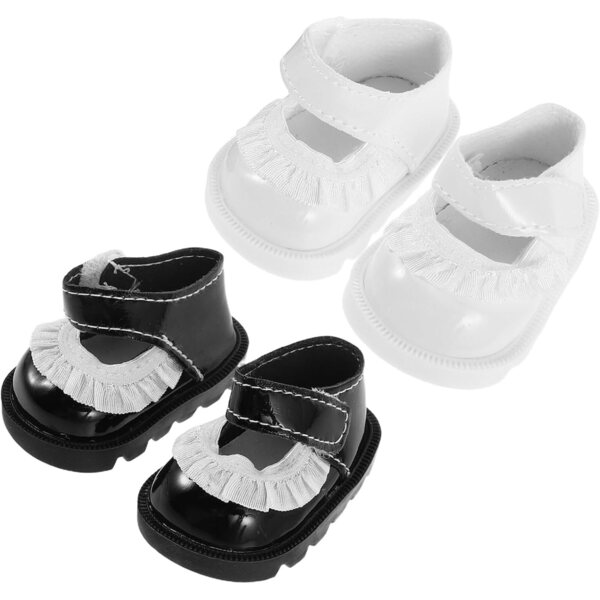 Alasum 2 Paia Scarpe per Bambole 20 cm in Pizzo Floreale, Mini Scarpe Morbide per Neonate