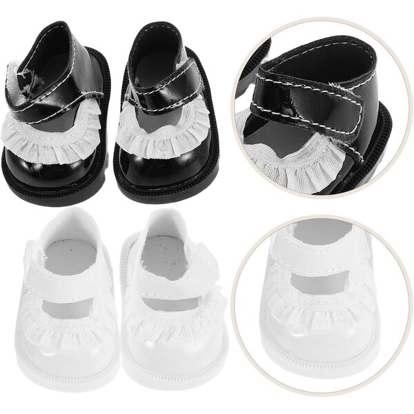 Alasum 2 Paia Scarpe per Bambole 20 cm in Pizzo Floreale, Mini Scarpe Morbide per Neonate