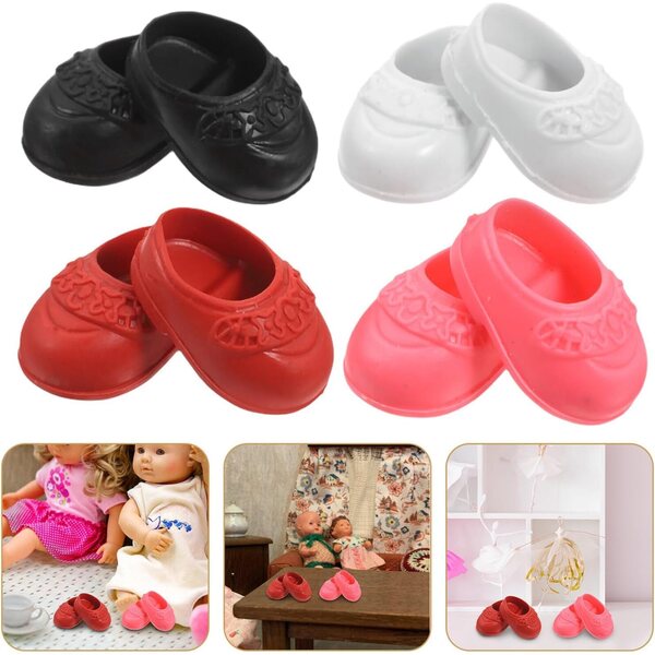 4 Paia di Mini Scarpe per Bambola da 17 cm - Ballerine Comode e Colorate per Casa delle Bambole