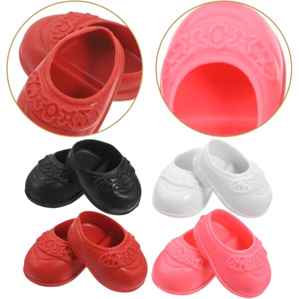 4 Paia di Mini Scarpe per Bambola da 17 cm - Ballerine Comode e Colorate per Casa delle Bambole