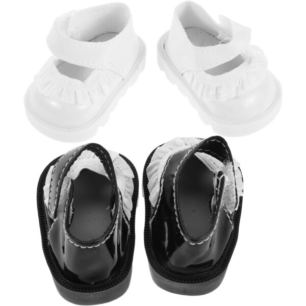 2 Paar Miniatur-Puppenschuhe 20 cm aus mehrfarbiger Spitze als Kostümzubehör