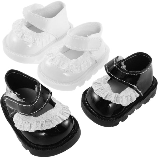 2 Paar Schuhe für Puppen 20 cm aus PU, elegantes mehrfarbiges Zubehör für kreatives Spielen
