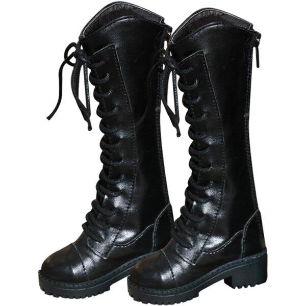 Luwecf 1/3 weibliche Miniaturstiefel aus realistischem PU für 24-Zoll-Puppen, Schwarz
