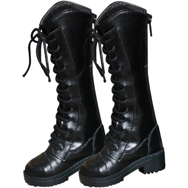 Luwecf 1/3 weibliche Miniaturstiefel aus realistischem PU für 24-Zoll-Puppen, Schwarz