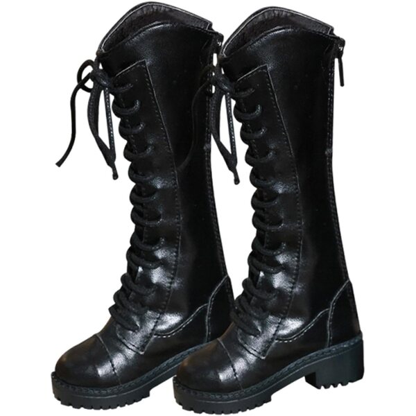 Luwecf 1/3 weibliche Miniaturstiefel aus realistischem PU für 24-Zoll-Puppen, Schwarz
