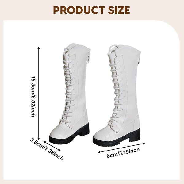 1/3 PU-Schuhe für 60-cm-Puppen, modische weiße Stiefel Folpus
