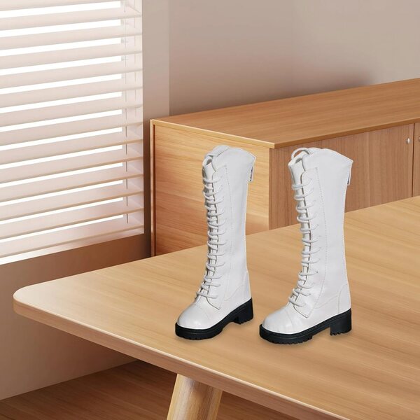 1/3 PU-Schuhe für 60-cm-Puppen, modische weiße Stiefel Folpus