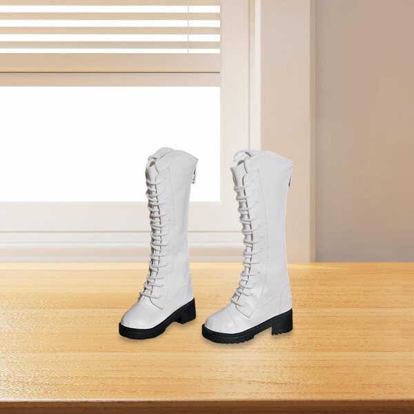 1/3 PU-Schuhe für 60-cm-Puppen, modische weiße Stiefel Folpus