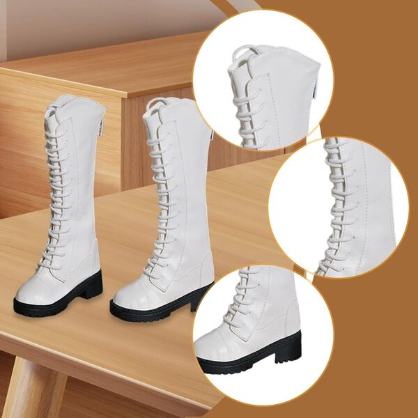 1/3 PU-Schuhe für 60-cm-Puppen, modische weiße Stiefel Folpus