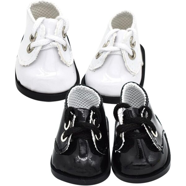 HEMOTON Scarpe Miniature per Bambole 20 cm – 2 Paia in Pelle Bianco/Nero