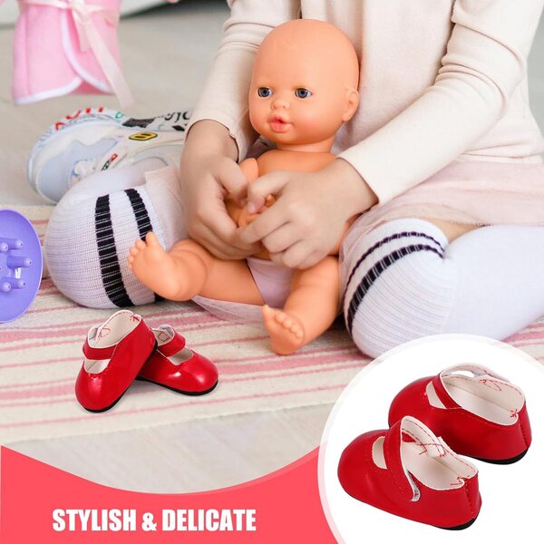 ERINGOGO Scarpe Miniatura per Bambola Rosse in PU Design Elegante e Resistente