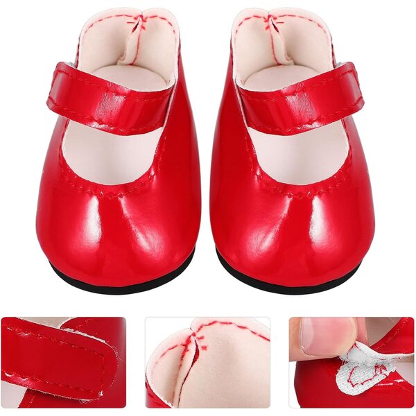 18 Zoll rote PU-Puppenschuhe, stilvolle und langlebige Stiefel für kreatives Spielen
