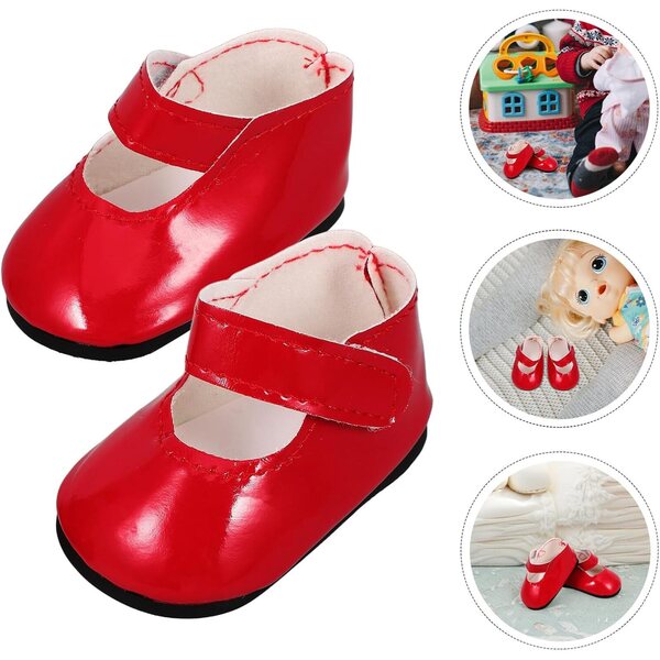 18 Zoll rote PU-Puppenschuhe, stilvolle und langlebige Stiefel für kreatives Spielen