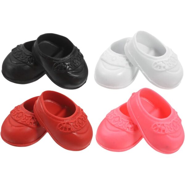 4 Paar bunte flache Mini-Ballerina-Schuhe für 17-cm-Puppen, elegante Accessoires