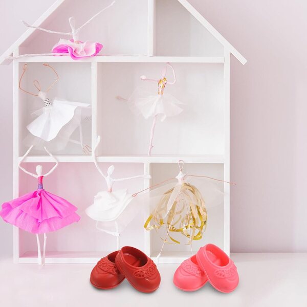 4 Paar bunte flache Mini-Ballerina-Schuhe für 17-cm-Puppen, elegante Accessoires