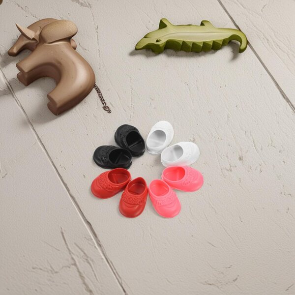 4 Paar bunte flache Mini-Ballerina-Schuhe für 17-cm-Puppen, elegante Accessoires
