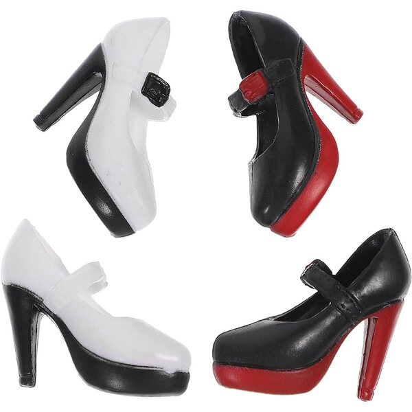 ifundom Mini Scarpe Tacchi Alti Bambola 30cm Set 2 Paia Nero e Bianco