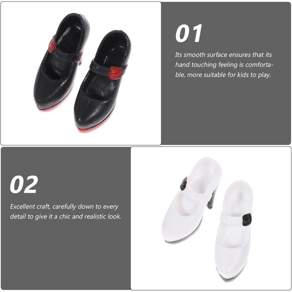 ifundom Mini Scarpe Tacchi Alti Bambola 30cm Set 2 Paia Nero e Bianco