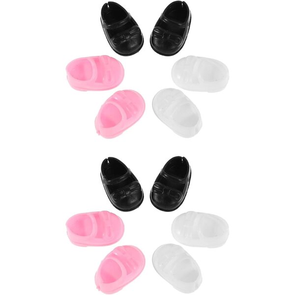 6 Paia Scarpe Piatte Miniatura per Bambole in Plastica con Design Confortevole e Colorato