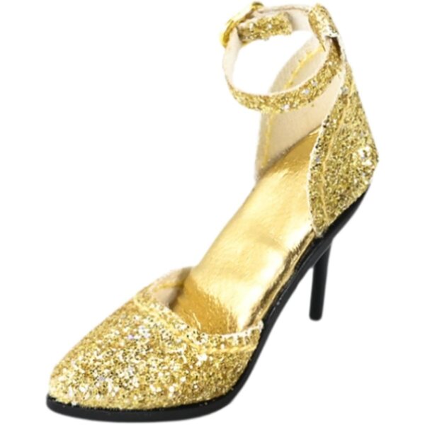 Robuste PU-Puppenschuhe für 1/6 mit goldenen Absätzen für 12-Zoll-Actionfiguren