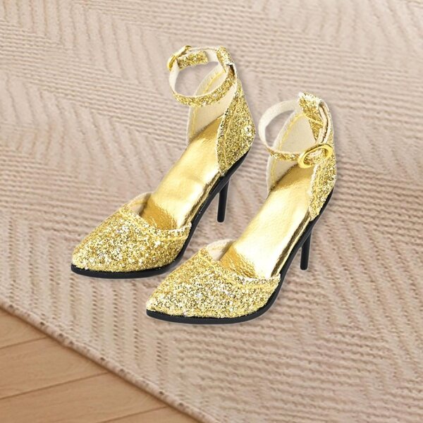 Robuste PU-Puppenschuhe für 1/6 mit goldenen Absätzen für 12-Zoll-Actionfiguren