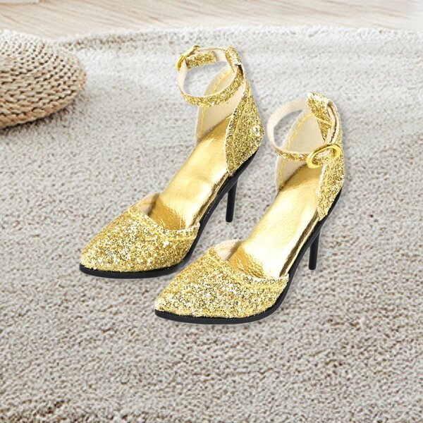 Robuste PU-Puppenschuhe für 1/6 mit goldenen Absätzen für 12-Zoll-Actionfiguren
