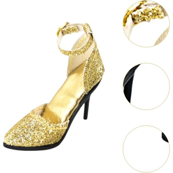 Robuste PU-Puppenschuhe für 1/6 mit goldenen Absätzen für 12-Zoll-Actionfiguren