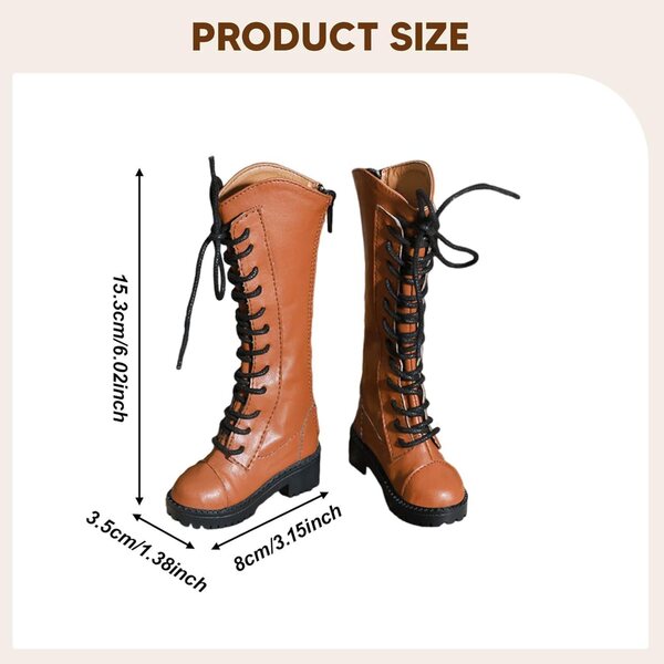 TISHITA Braune PU 1/3 weibliche Miniaturstiefel für 24-Zoll-Puppen