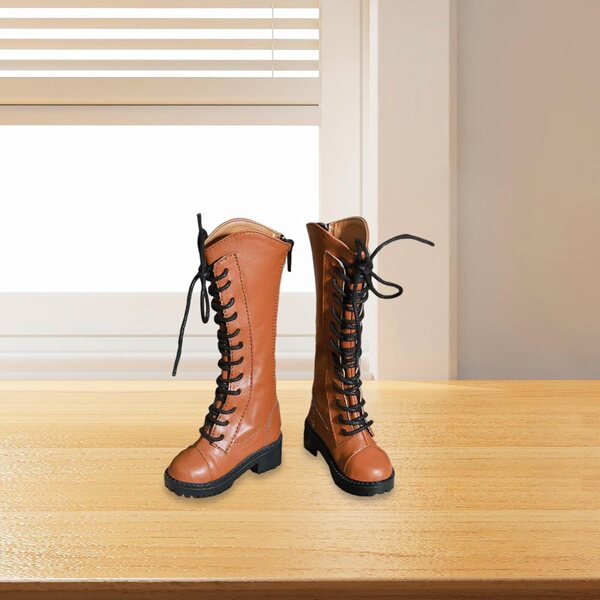 TISHITA Braune PU 1/3 weibliche Miniaturstiefel für 24-Zoll-Puppen