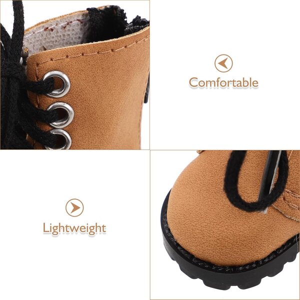 Braune BJD-Stiefeletten 20 cm – leichte, handgenähte Miniaturschuhe