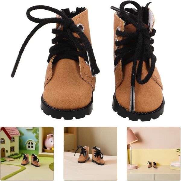 Braune BJD-Stiefeletten 20 cm – leichte, handgenähte Miniaturschuhe