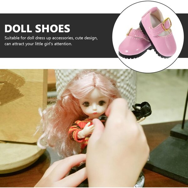 Scarpe rosa in PU per bambola 15 cm, design delicato e carino, accessori per bambole