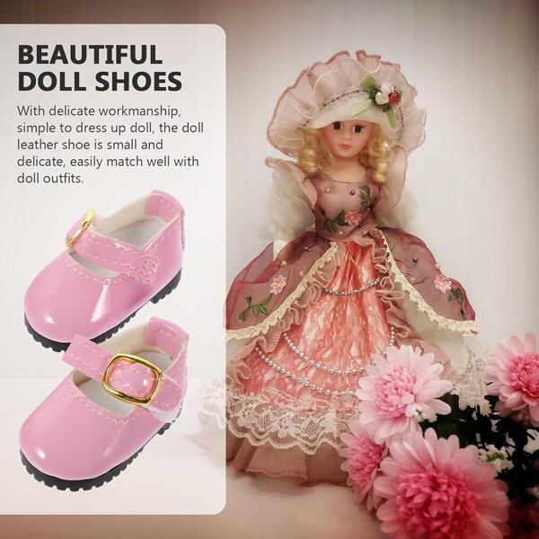Scarpe rosa in PU per bambola 15 cm, design delicato e carino, accessori per bambole