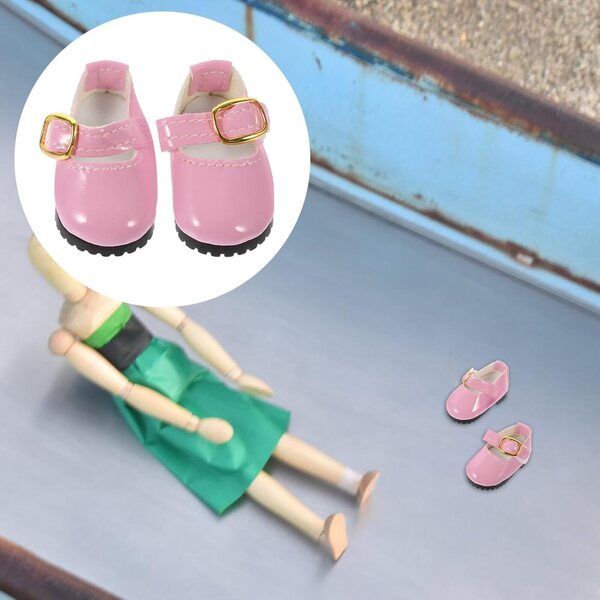 ORFOFE Mini Scarpe Rosa in Pelle PU per Bambole da 15 cm, Accessori Leggeri e Portatili