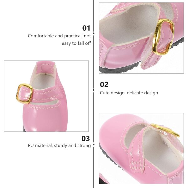 ORFOFE Mini Scarpe Rosa in Pelle PU per Bambole da 15 cm, Accessori Leggeri e Portatili