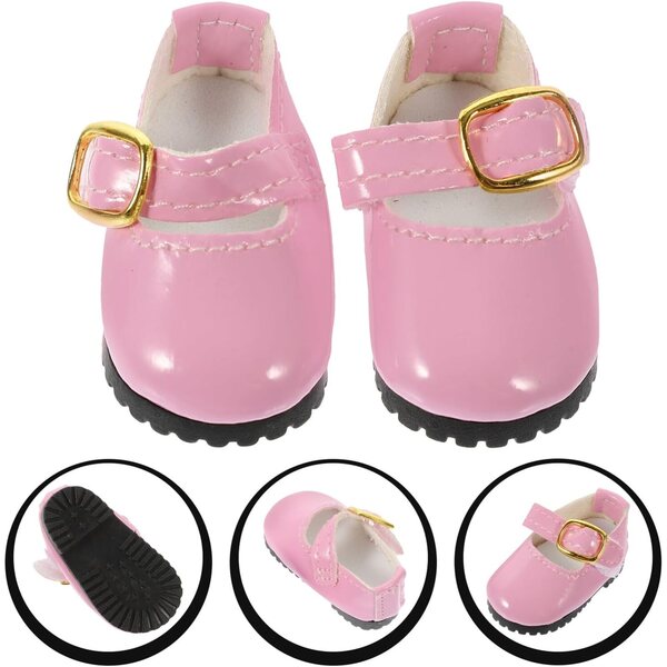 ORFOFE Mini Scarpe Rosa in Pelle PU per Bambole da 15 cm, Accessori Leggeri e Portatili