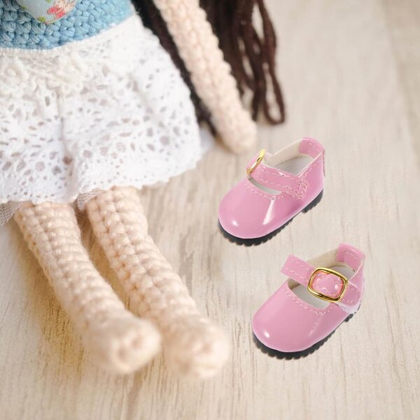 ORFOFE Mini Scarpe Rosa in Pelle PU per Bambole da 15 cm, Accessori Leggeri e Portatili