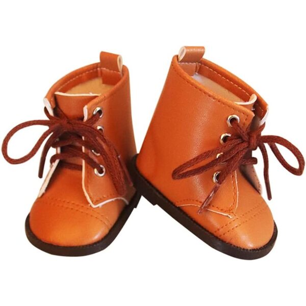 Braune Lederstiefel für 18-Zoll-Puppen – modisches Paar Schuhe Faroby