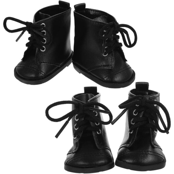 VICASKY 2 Paar elegante Schuhe aus Kunstleder für Puppen – schwarze Miniaturstiefel