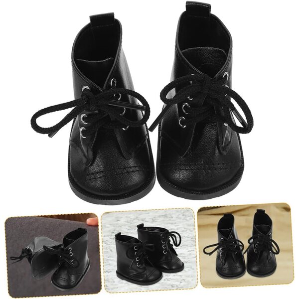 VICASKY 2 Paar elegante Schuhe aus Kunstleder für Puppen – schwarze Miniaturstiefel