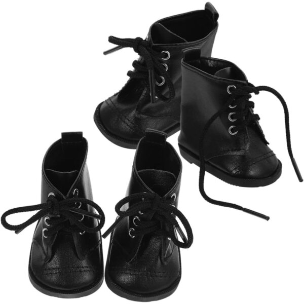Beaupretty 2 Paar schwarze PU-Lederstiefel für 18-Zoll-Puppen – Mode und Komfort