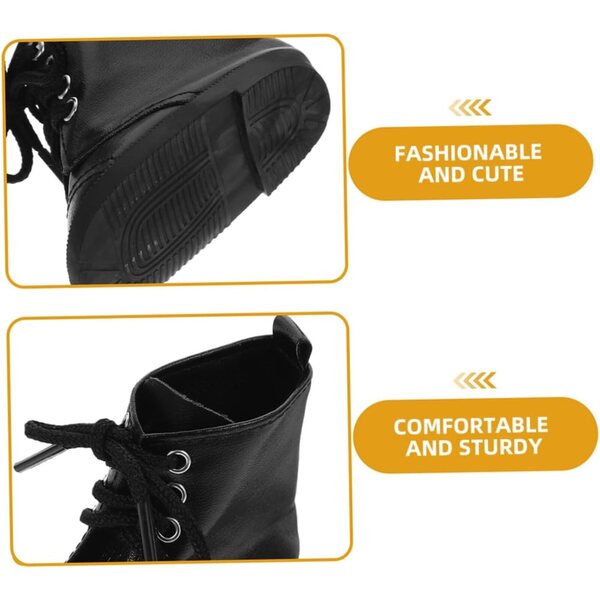 Beaupretty 2 Paar schwarze PU-Lederstiefel für 18-Zoll-Puppen – Mode und Komfort