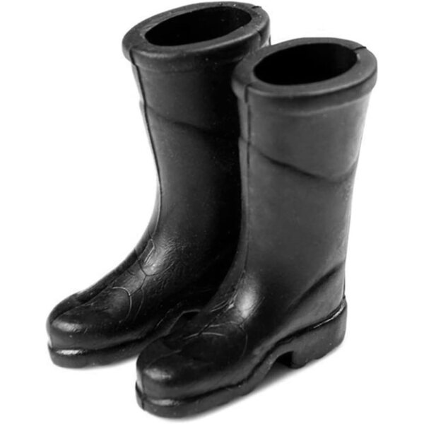 Regenstiefel für Miniaturpuppen 1:12, dekoratives Zubehör, schwarz aus Kunststoff