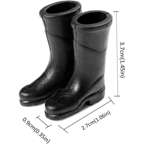 Regenstiefel für Miniaturpuppen 1:12, dekoratives Zubehör, schwarz aus Kunststoff