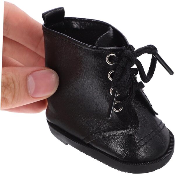 ifundom 2 Paar PU-Lederstiefel für 18-Zoll-Puppen, schwarz und modisch