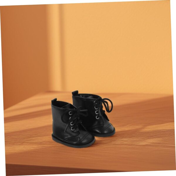 ifundom 2 Paar PU-Lederstiefel für 18-Zoll-Puppen, schwarz und modisch