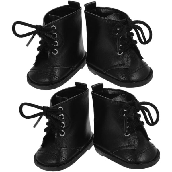 2 paia stivali in pelle PU per bambole 7,5x5,8x4,3 cm - Accessori moda bambole nero