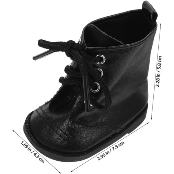 2 paia stivali in pelle PU per bambole 7,5x5,8x4,3 cm - Accessori moda bambole nero