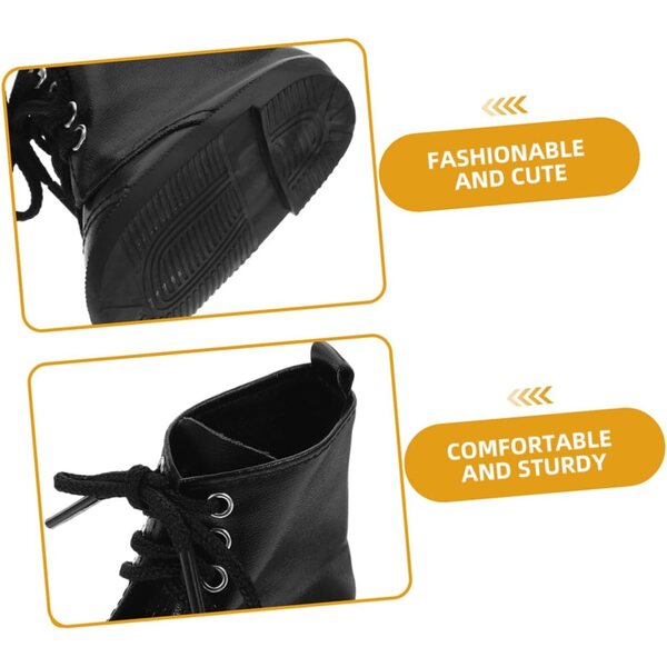 2 paia stivali in pelle PU per bambole 7,5x5,8x4,3 cm - Accessori moda bambole nero