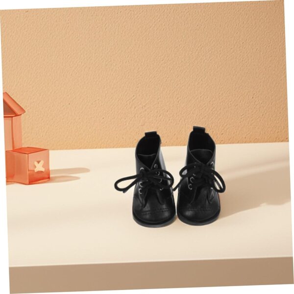 2 paia stivali in pelle PU per bambole 7,5x5,8x4,3 cm - Accessori moda bambole nero